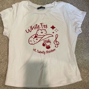 White Fox Boutique White Tee with Red Graphic